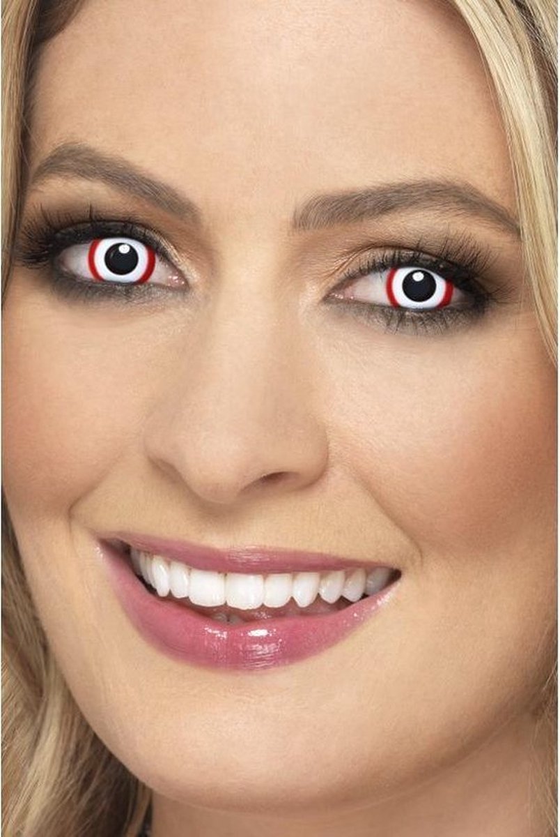 Kleurlenzen Daglenzen Halloween Carnaval | Wit Rode Rand Lenzen